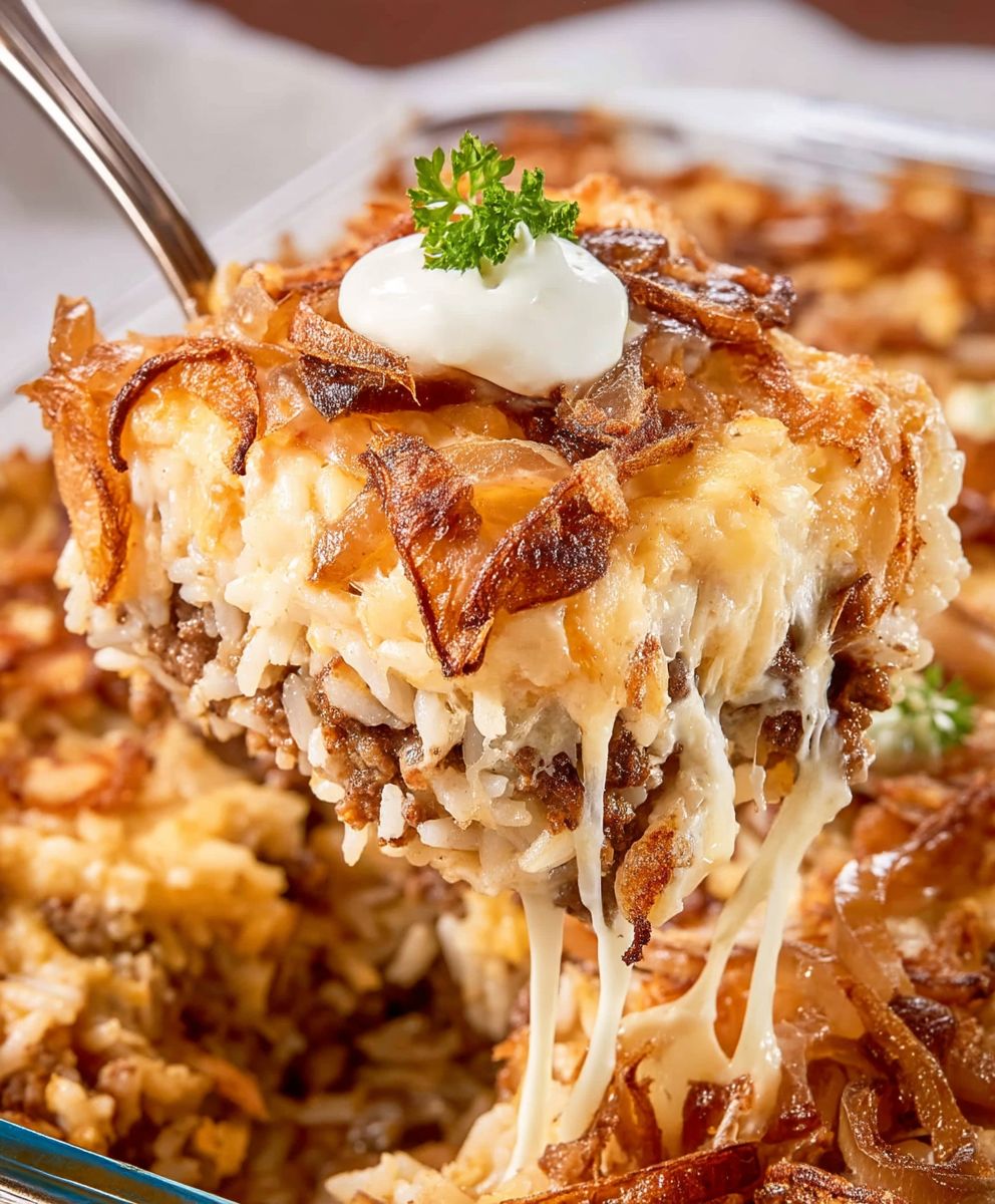 French Onion Ground Beef and Rice Casserole: Easy Casserole Recipes image 2