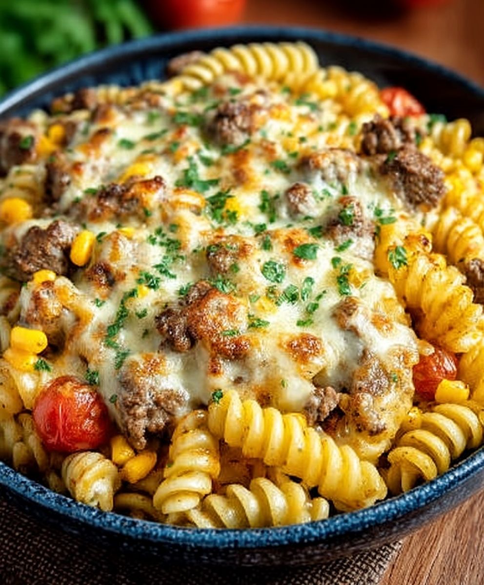 Loaded Cheddar Ranch Beef and Sweet Corn Rotini Bake image 2