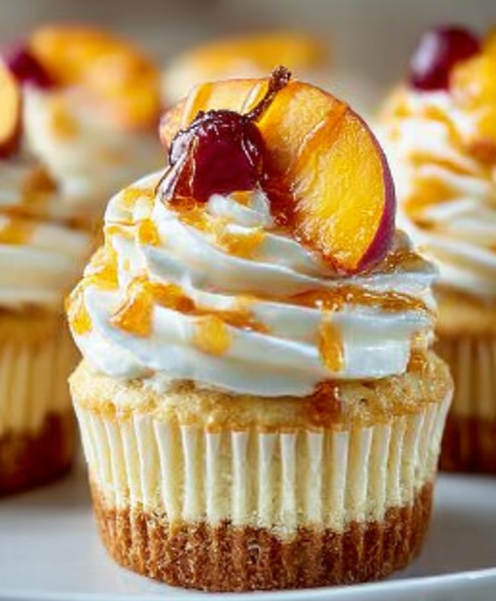 Peach & Honey Cheesecake Cupcakes – Creamy, Fruity, and Naturally Sweet Mini Desserts image 2
