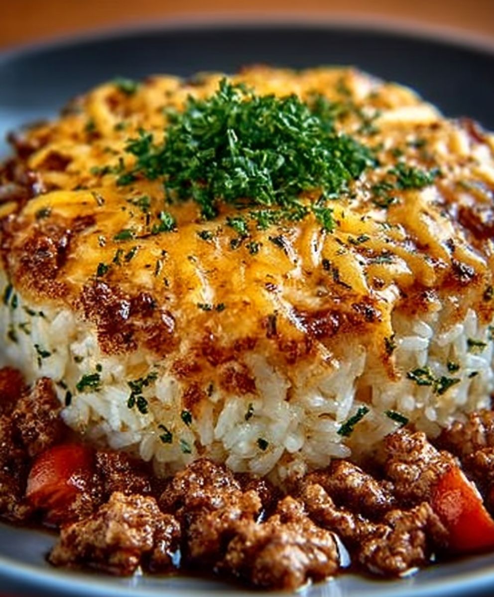Ultimate Cheesy Beefy Garlic Butter Rice Bowl with Melted Cheddar and Mozzarella image 2